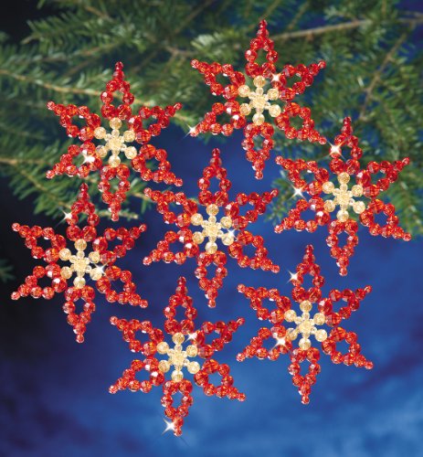 Beadery Holiday Beaded Ornament Kit, 3.5-Inch, Makes 6 Poinsettias