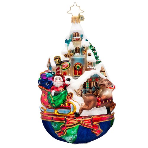 Christopher Radko Global Sleighride Glass Christmas Ornament 2014