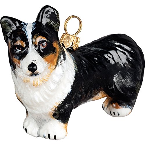 The Pet Set Blown Glass European Dog Ornament by Joy to the World Collectibles – Tri Pembroke Corgi Dog