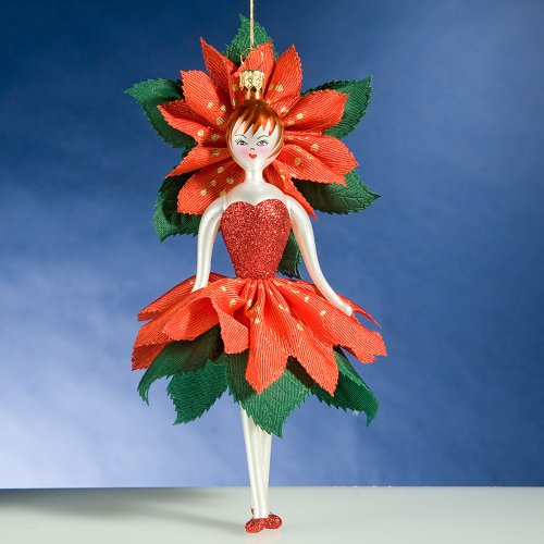 De Carlini Christmas Flower Italian Mouthblown Glass Christmas Ornament