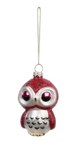 Creative Co-op Blown Glass Owl Ornament, Choice of Color (red)