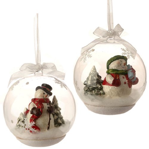 RAZ Imports – 4″ Snowman In Ball Ornament (Set of 2)