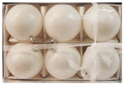 6pk 80mm Shatterproof “Snowball” Christmas Ball Ornaments/Decorations