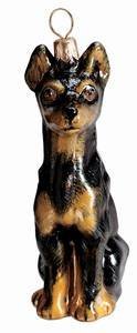 Pet Set Blown Glass European Dog Ornament -Min Pin Black