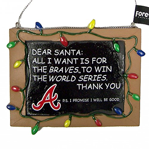 Atlanta Braves Official MLB 3 inch x 4 inch Chalkboard Sign Christmas Ornament