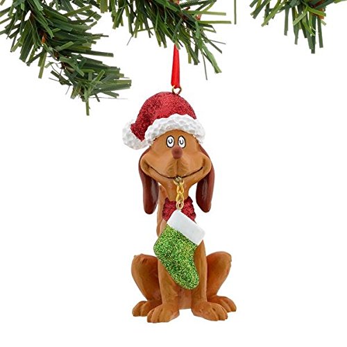 Department 56 Grinch Max with Stocking Ornament, 3-Inch