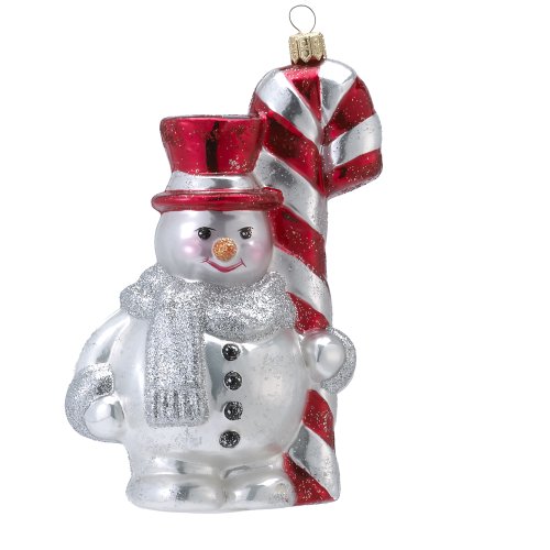 David Strand Kurt Adler Glass Frosty Cane Ornament, 6.3-Inch