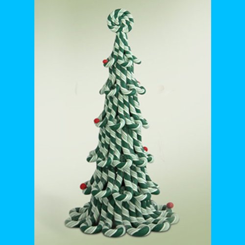 Set of 13″ Embellished Green Candy Cane Tree Tabletop Christmas Decoration