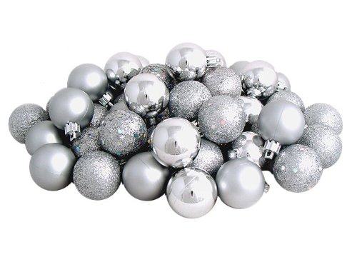 Vickerman Splendor 4-Finish Ornament Set, Includes 96 Per Box, 1.6-Inch, Silver