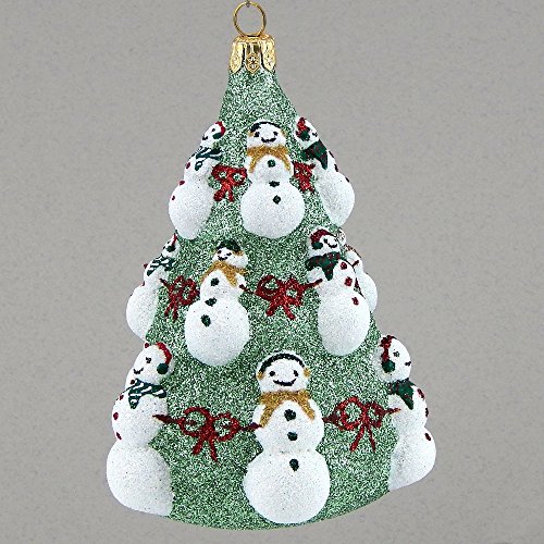 Mattarusky Snowman Tree Glittered Glass Ornament