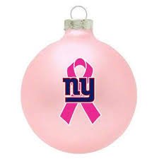 New York Giants NFL Breast Cancer Awareness Pink Traditional 2 3/4″ Glass Christmas Ornament