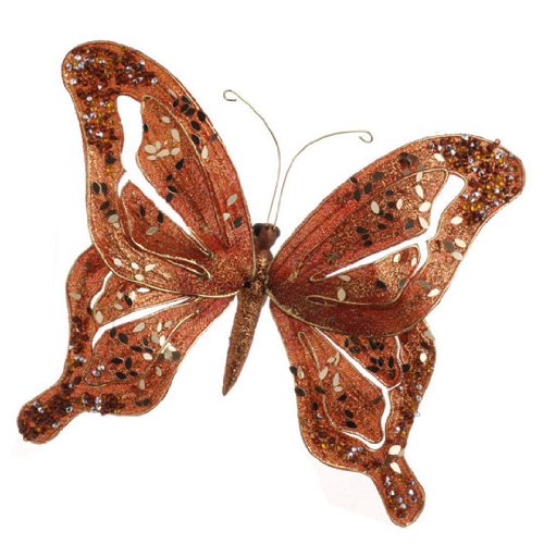 RAZ Imports – Bronze Clip-On Butterfly Ornament 6.5″