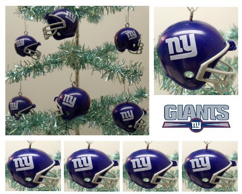 NFL Football New York Giants Set of 6 Holiday Christmas Tree Ornaments Featuring Giants Team Helmet Ornaments Ranging from 1.5″ to 2″ Tall