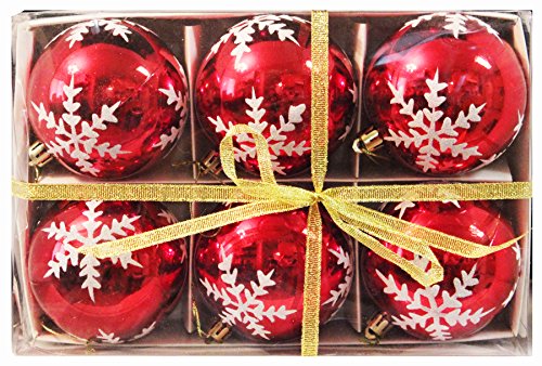 6pk 80mm Shatterproof “Snowflake” Christmas Ball Ornaments/Decorations