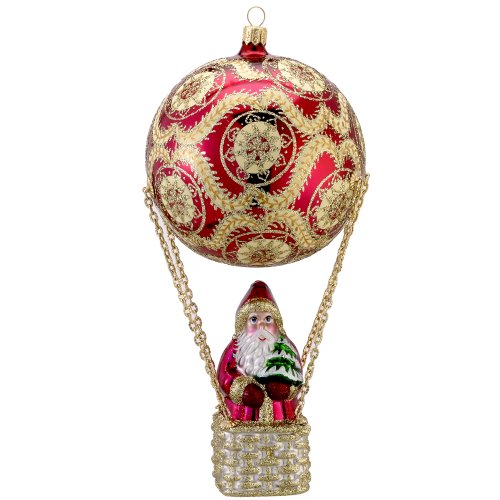 David Strand Kurt Adler Glass High Rise Pattern Santa Ornament, 8.7-Inch