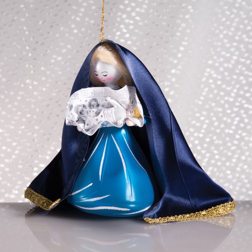 De Carlini Mary and Jesus Italian Mouthblown Glass Christmas Ornament