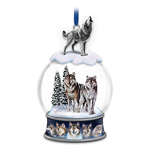 Al Agnew Untamed Spirits Snowglobe Christmas Ornament With Wolf Art by The Bradford Exchange