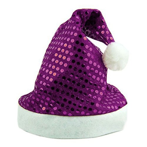 Doinshop Merry Christmas Party Santa Claus Hats Xmas Cap Shinning Paillette (purple)