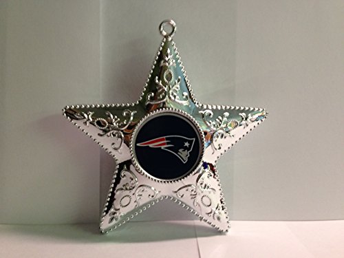 NFL New England Patriots Silver Star Ornament – 4.5″