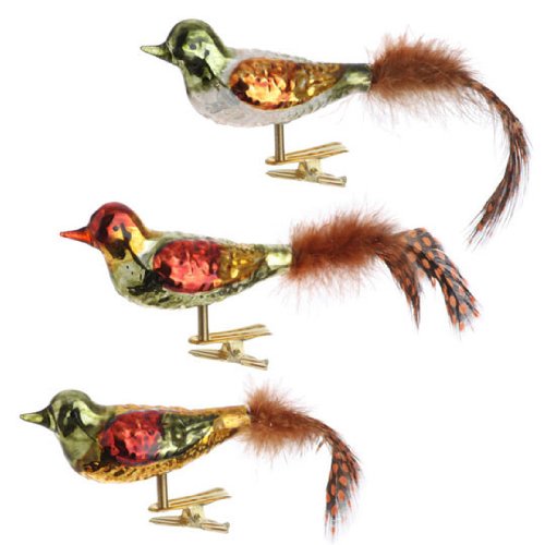 RAZ Imports – Multicolored Glass Clip-On Bird Ornaments