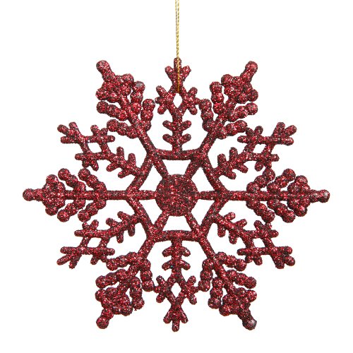 Vickerman Snowflake Ornament, 4-Inch, Burgundy