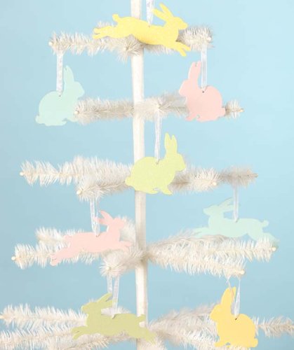 BETHANY LOWE Bunny Hop Glitter Pressed Paper Ornaments – Set of 8