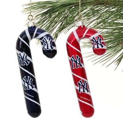 MLB New York Yankees Candy Cane Christmas Ornament Set