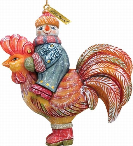 G. DeBrekht Christmas Ornaments, Snowman on Rooster