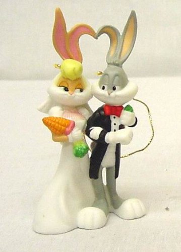 Christmas Bride Bugs Bunny Porcelain Ornament Bride and Groom