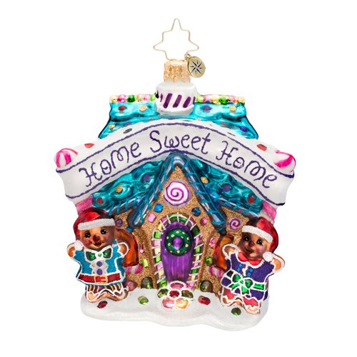 Christopher Radko Sweet Welcome Gingerbread House Glass Christmas Ornament 2014