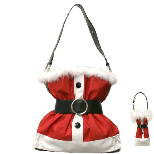 Santa Claus Suit Christmas Handbag Purse with Matching Cell Phone Holder