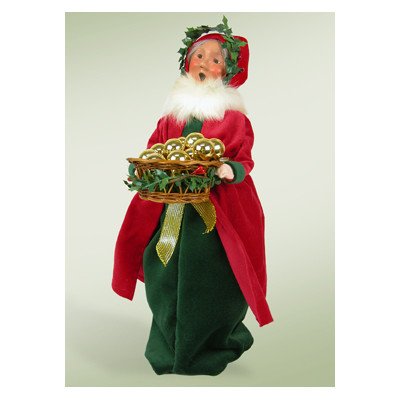 13″ Old English Mrs. Claus with Basket of Ornaments Christmas Caroler Figure