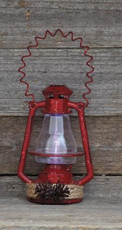 4-1/2″ Red Metal Lantern LED Ornament