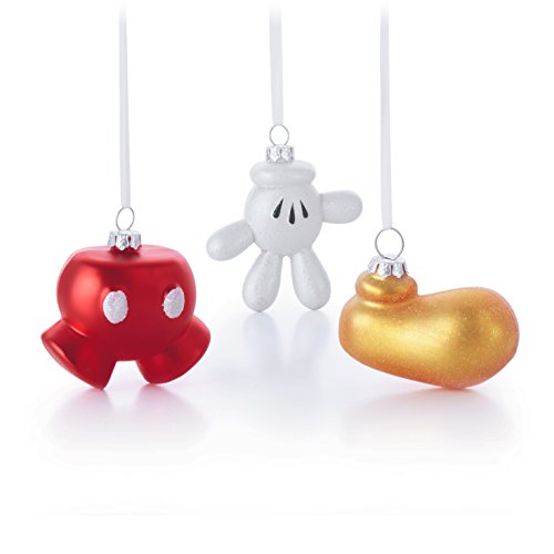 Hallmark Disney Mickey Mouse Glass Christmas Ornaments, Set of 3