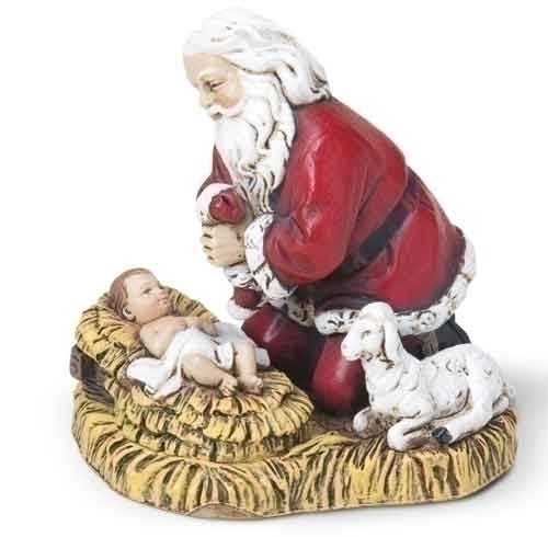 Kneeling Santa W/Baby Jesus Ornament