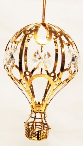 Swarovski Crystal 24K Plated Hot Air Balloon Pendant Ornament or Suncatcher