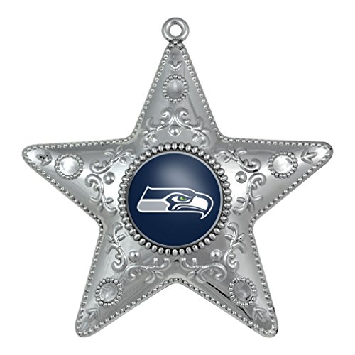 NFL Seattle Seahawks Silver Star Christmas Ornament – 4″