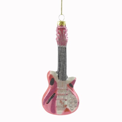 Holiday Ornament GUITAR PINK TC5586 Instrument Jim Marvin Glass New