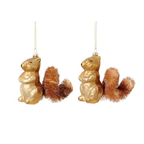 Martha Stewart Holiday Glass Squirrel Christmas Ornaments – Set of 2