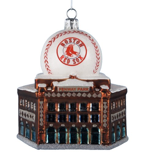 Kurt Adler 3-3/4-Inch Glass Boston Red Sox Fenway Park with Baseball Figural Ornament