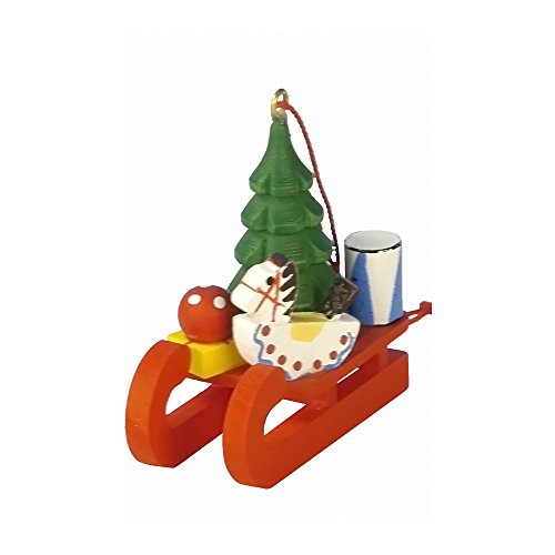 10-0433 – Christian Ulbricht Ornament – Toys on Sled – 2″”H x 1″”W x 2″”D