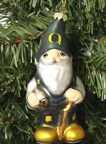 Oregon Ducks Blown Glass Gnome Ornament