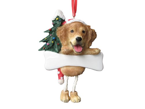 Golden Retriever Ornament with Unique “Dangling Legs” Hand Painted and Easily Personalized Christmas Ornament