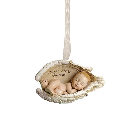 Joseph’s Studio by Roman Baby’s First Christmas Hanging Ornament with a Baby Cradled in Angel Wings, 3.5-Inch