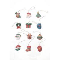 1 Inch Christmas Miniature Tiny Ornaments with Glitter Accents 72 Total (6 Packages with 12 Ornaments)