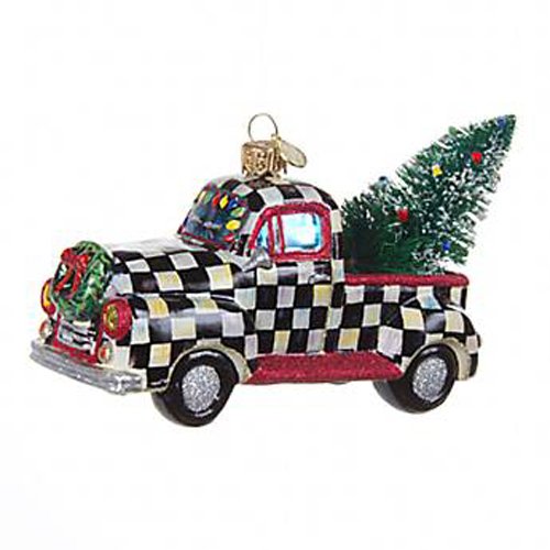MacKenzie-Childs Glass Ornament – Courtly Check Truck (5″Widex4.5″Tall x 2″Deep)