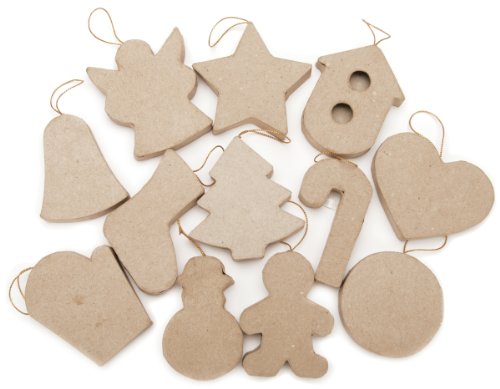 Darice Paper-Mache 72-Piece Ornaments, 3-Inch