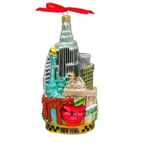 Kurt Adler C4055 New York Glass Cityscape Ornament, 5-1/2-Inch