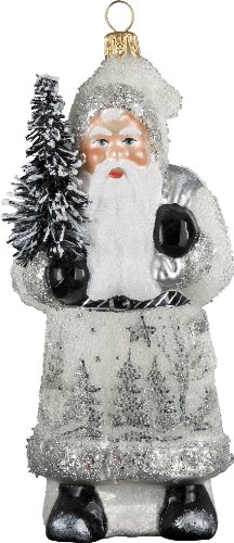 Ino Schaller Glatteis Silver Alpine Santa Blown Glass Christmas Ornament by Joy To The World Collectibles