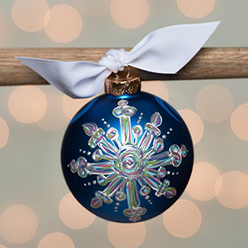 Blue Snowflake Glass Ball Ornament
